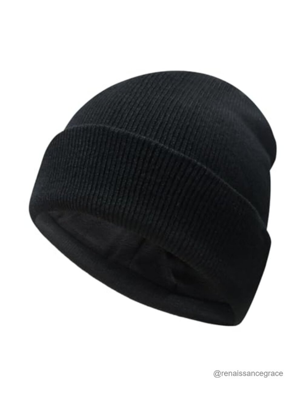 Thick Lined Knit Cuffed Beanie Hat for Men Women Unisex Winter Warm Stretchy